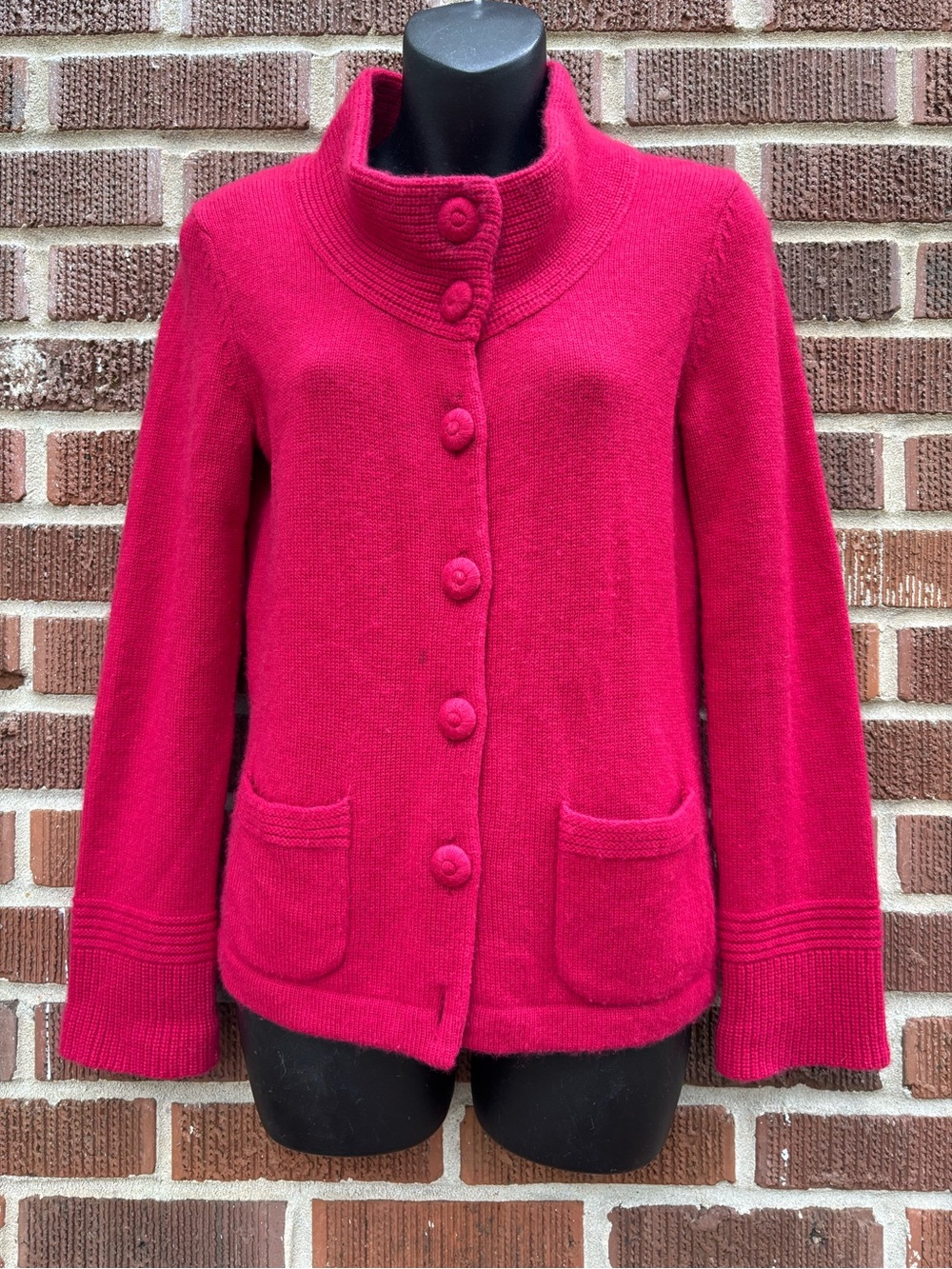 Ellen Tracy Women's SP Vibrant Fuschia Cashmere knit Cardigan Sweater - Picture 1 of 13